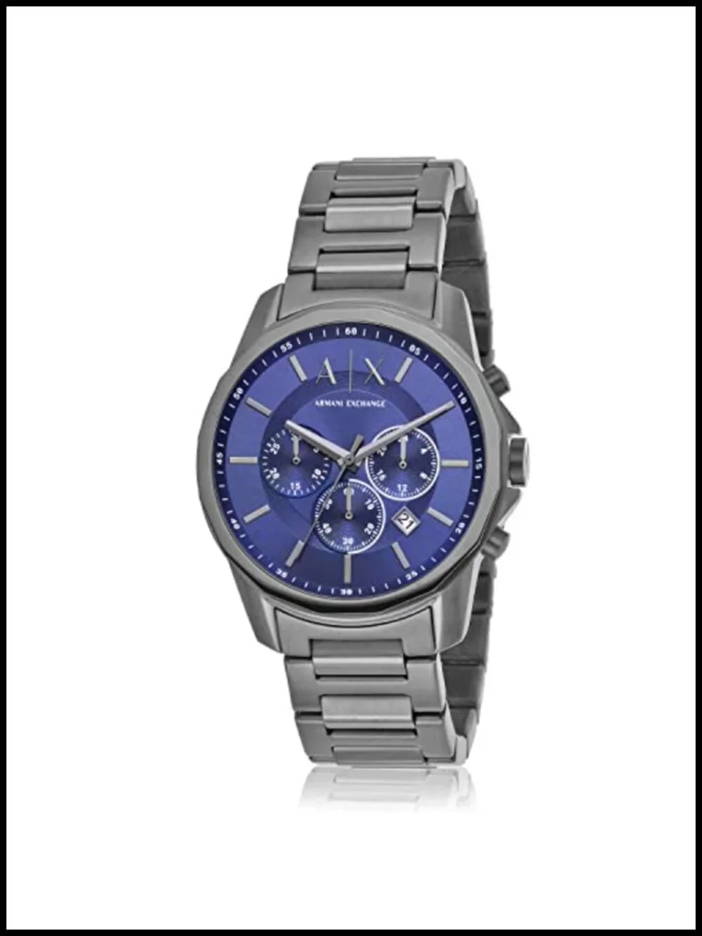 Men's Chronograph Analog Watch Stainless Steel Bracelet 44mm